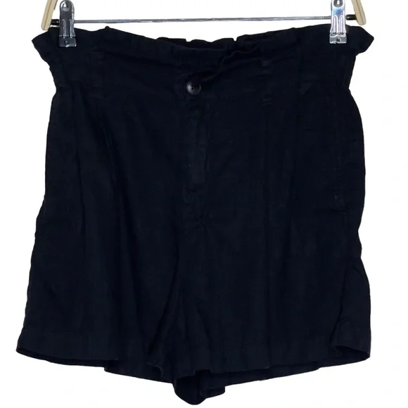 Madewell Linen Blend Size 4 Black Paperbag Shorts - Picture 2 of 6